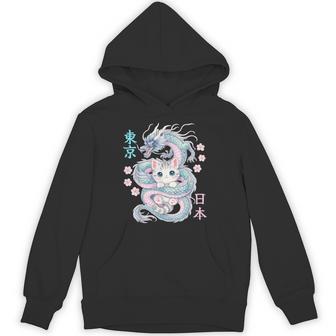 Japanese Dragon Kawaii Kitten Cute Cat Pastel Anime Lover Hoodie - Thegiftio UK