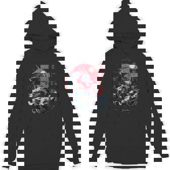 Japanese Rising Dragon Great Wave Kanagawa Kanji Dragon Hoodie - Thegiftio