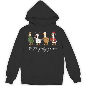 Just A Jolly Cute Goose Merry Goosemas Christmas Xmas Hoodie - Thegiftio