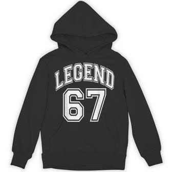 Legend 67 Number Varsity Team 67Th Birthday & 67 Years Old Hoodie - Thegiftio UK