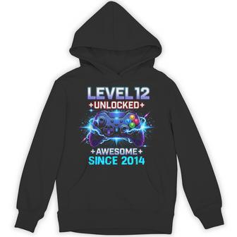 Level 12 Unlocked Awesome Since 2014 12Th Birthday Boy Gamer Hoodie - Thegiftio UK
