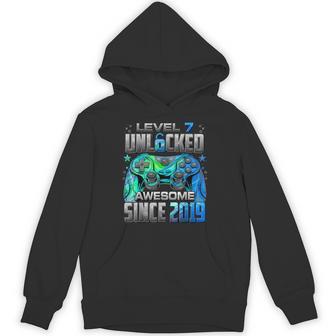 Level 7 Unlocked Awesome Since 2019 7Th Birthday Gaming Hoodie - Thegiftio UK