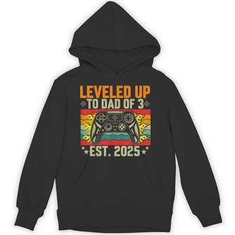 Leveled Up To Dad Of 3 Three Daddy Again 2025 Father's Day Hoodie - Thegiftio UK
