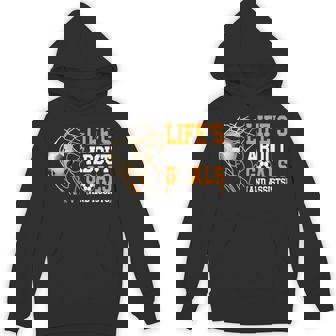 Life Is About Goals Assists Soccer Player Hoodie | Mazezy