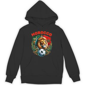 Lion And Flag Morocco Soccer Team Moroccan Soccer Fans Hoodie - Thegiftio UK