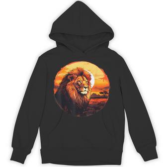Lion Nature Wildlife African Animal Lovers Savanna Sunset Hoodie - Thegiftio UK