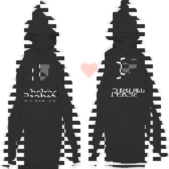 I Love Breakbeat With Heart Minimalist Simple Graphic Unisex Hoodie | Mazezy