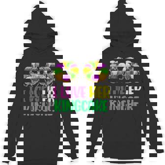 I Love Her Kingcake Mardi Gras Matching Couple Boyfriend Hoodie - Thegiftio