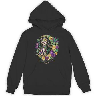 Mardi Gras Costume Sugar Skull Cat Carnival New Orleans Hoodie | Seseable UK