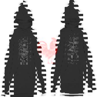 Men's Red Rooster Cocky Vintage Rooster Hoodie | Mazezy