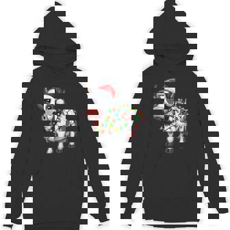 Merry Christmas Cow Santa Christmas Lights Cow Xmas Tree Hoodie | Mazezy