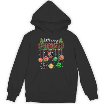 Merry Christmas Lights Dog Paw Xmas Hoodie | Seseable UK