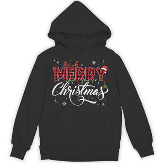 Merry Christmas Lights Santa Hat Xmas Family Matching Pajama Hoodie - Thegiftio UK