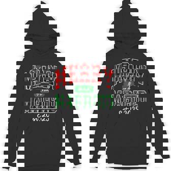 Merry And Married 2025 Plaid Xmas Christmas Couple Matching Hoodie - Monsterry
