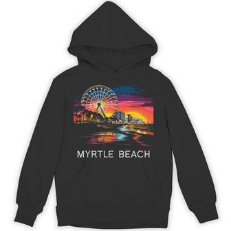 Myrtle Beach South Carolina Skywheel Ocean Retro Hoodie - Thegiftio UK