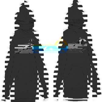 Nautical Sunrise Sailboat With Dolphins Beach Summer Sailing Unisex Hoodie | Mazezy