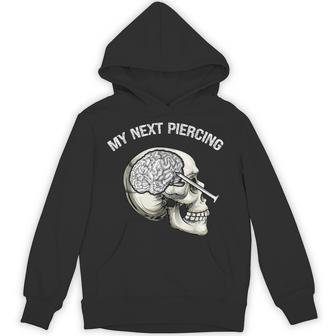 My Next Piercing Lobotomy Meme Skeleton Skull & Brain Hoodie - Thegiftio UK