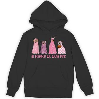 In October We Wear Pink Ghost Dogs Breast Cancer Awareness Hoodie - Thegiftio UK