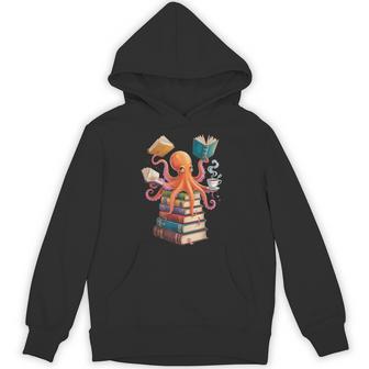 Octopus Book Reading Book Reader Ocean Octopus Hoodie - Monsterry