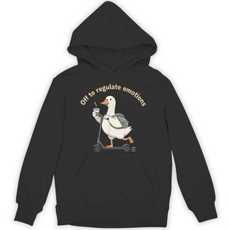 Off To Regulate Emotions Mental Health Goose Scooter Hoodie - Thegiftio UK
