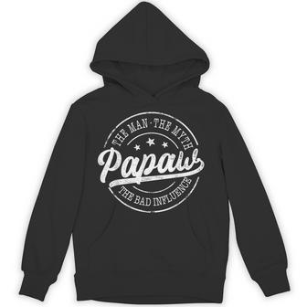 Papaw The Man The Myth The Bad Influence Emblem Hoodie - Thegiftio UK