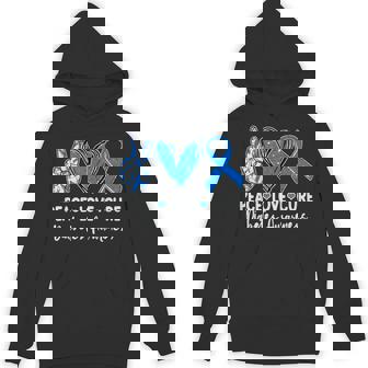 Peace Love Cure Type 1 Diabetes Awareness T1d Ribbon Blue Hoodie | Seseable CA