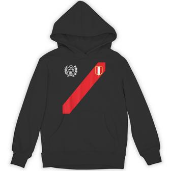 Peru Peruvian Flag Escudo Retro Soccer Inspired Peru Hoodie | Mazezy