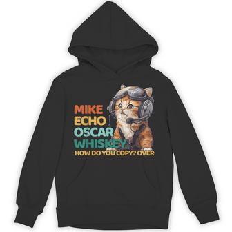 Pilot Cat Moew Aviation Language Mike Echo Oscar Whisky How Do You Copy Over Small Hoodie - Thegiftio UK