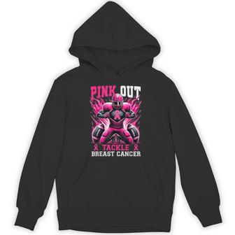 Pink Out Tackle Breast Cancer Awareness Football Game Day Hoodie - Thegiftio UK