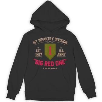 Proud 1St Infantry Division Us Veteran Big 1 Red One Hoodie - Thegiftio UK