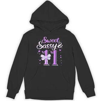 Purple Sweet Sassy And 11St Eleven Bow Birthday 11 Year Old Hoodie - Monsterry