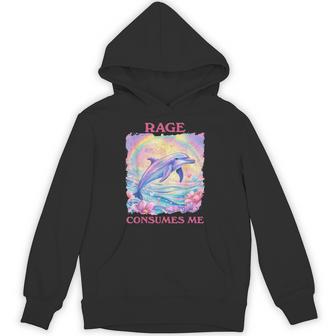 Rage Consumes Me Retro Dolphin Meme Weird Hoodie - Seseable
