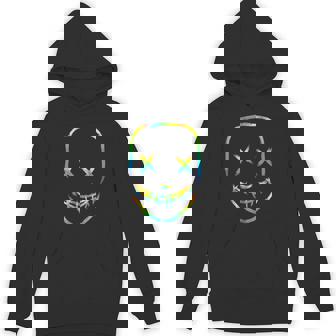 Rainbow Techno Face Breakcore Cybergrind Industrial Hardcore Unisex Hoodie | Mazezy