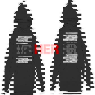 Red & White She Is Her Red & White Color Graphic Hoodie - Thegiftio