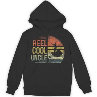 Reel Cool Uncle Fishing Uncle Birthday Vintage Hoodie - Thegiftio UK