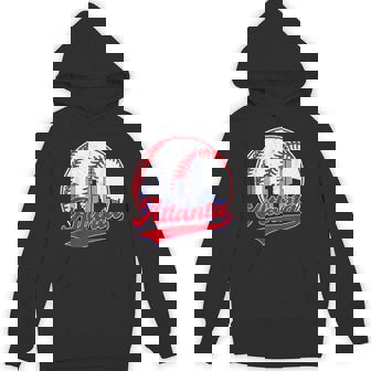 Retro Baseball Player Lover Atlanta Distressed Game Day Hoodie - Thegiftio