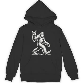Retro Vintage Bigfoot Silhouette Sasquatch Rock 'N Roll Hoodie - Thegiftio UK