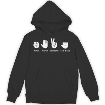 Rock Paper Scissors Flashbang Gamer Meme Hoodie | Mazezy