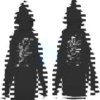 Rock And Roll Graphic Band Skeleton Playing Guitar Hoodie - Thegiftio