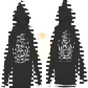 Rocker Skeleton Skater Cool Halloween Hoodie | Mazezy