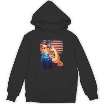 Rosie The Riveter American Flag Rosie The Riveter Hoodie - Thegiftio UK