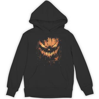 Scary Carved Jack O Lantern Face Pumpkin Halloween Boys Hoodie - Thegiftio