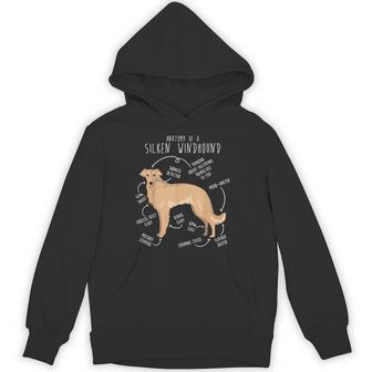 Silken Windhound Anatomy Cute Pet Lover Fawn Cream Hoodie - Thegiftio UK