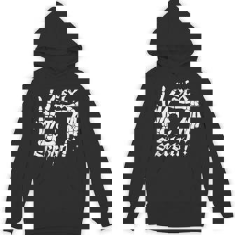Six Seven 6 7 Meme Skeleton Hands Sign Let's Get Sendy Hoodie | Mazezy