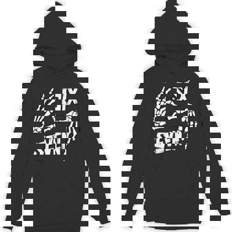 Six Seven 6 7 Meme Skeleton Hands Sign Hoodie | Mazezy