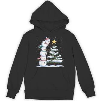 Snowman Merry Christmas Xmas Tree Snow Family Pajama Holiday Hoodie - Thegiftio UK