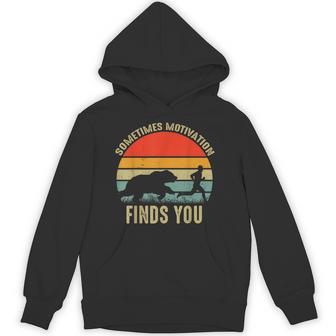 Sometimes Motivation Finds You Bear Running Hoodie - Monsterry