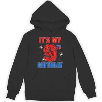 Spider Web 9 Years Old It's My 9Th Birthday Boy Party Hoodie - Thegiftio