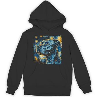 Starry Night Pitbull Van Gogh Pitbull Rodent Animal Hoodie - Thegiftio UK