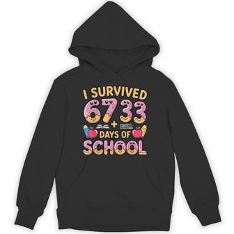 I Survived 67 33 Days Of School 100Th Day Math Donut Hoodie - Thegiftio UK